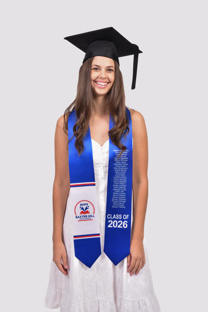 Customizable graduation stoles for high schools and colleges