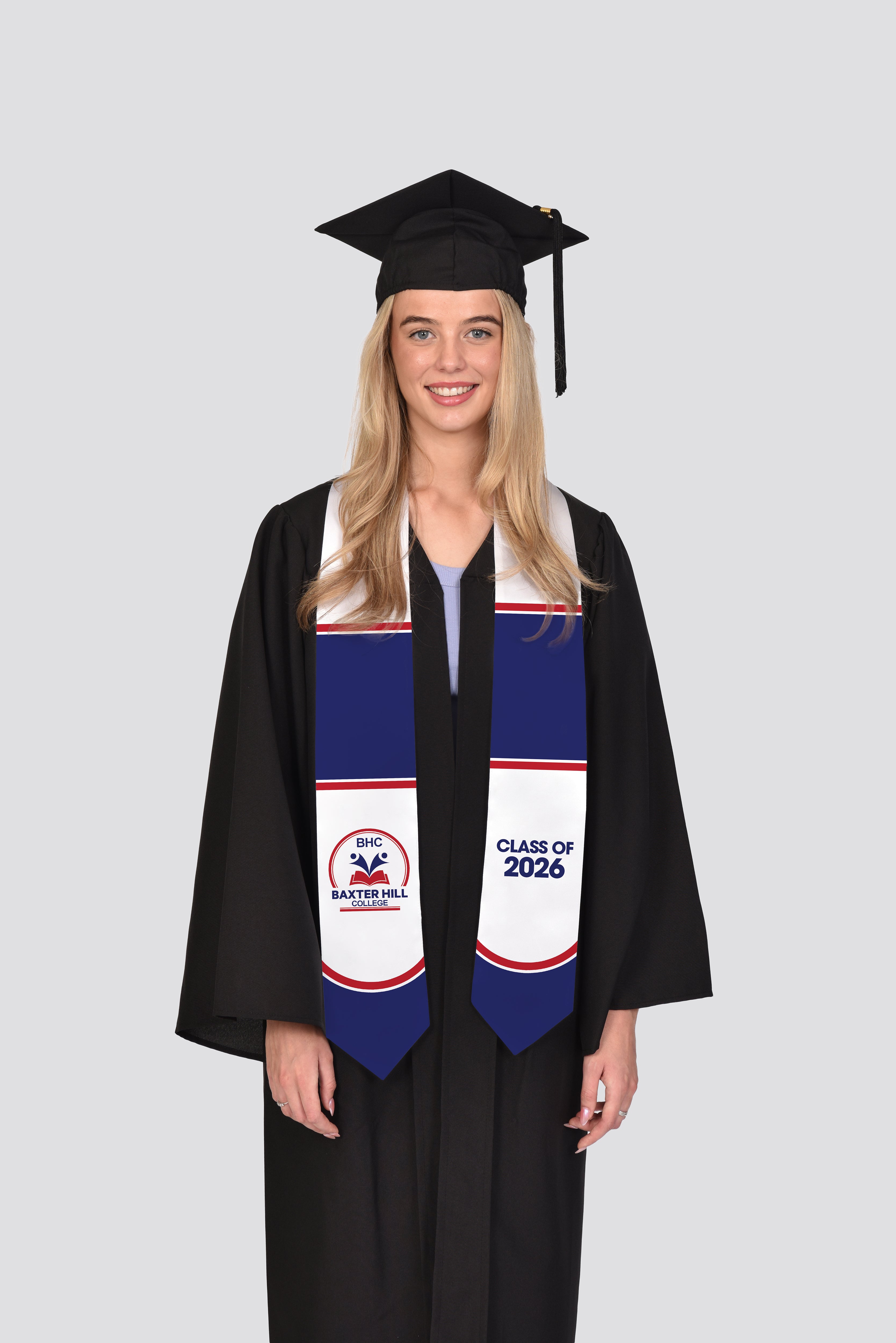 Bespoke design college graduation stole designed by Sash & Gown USA