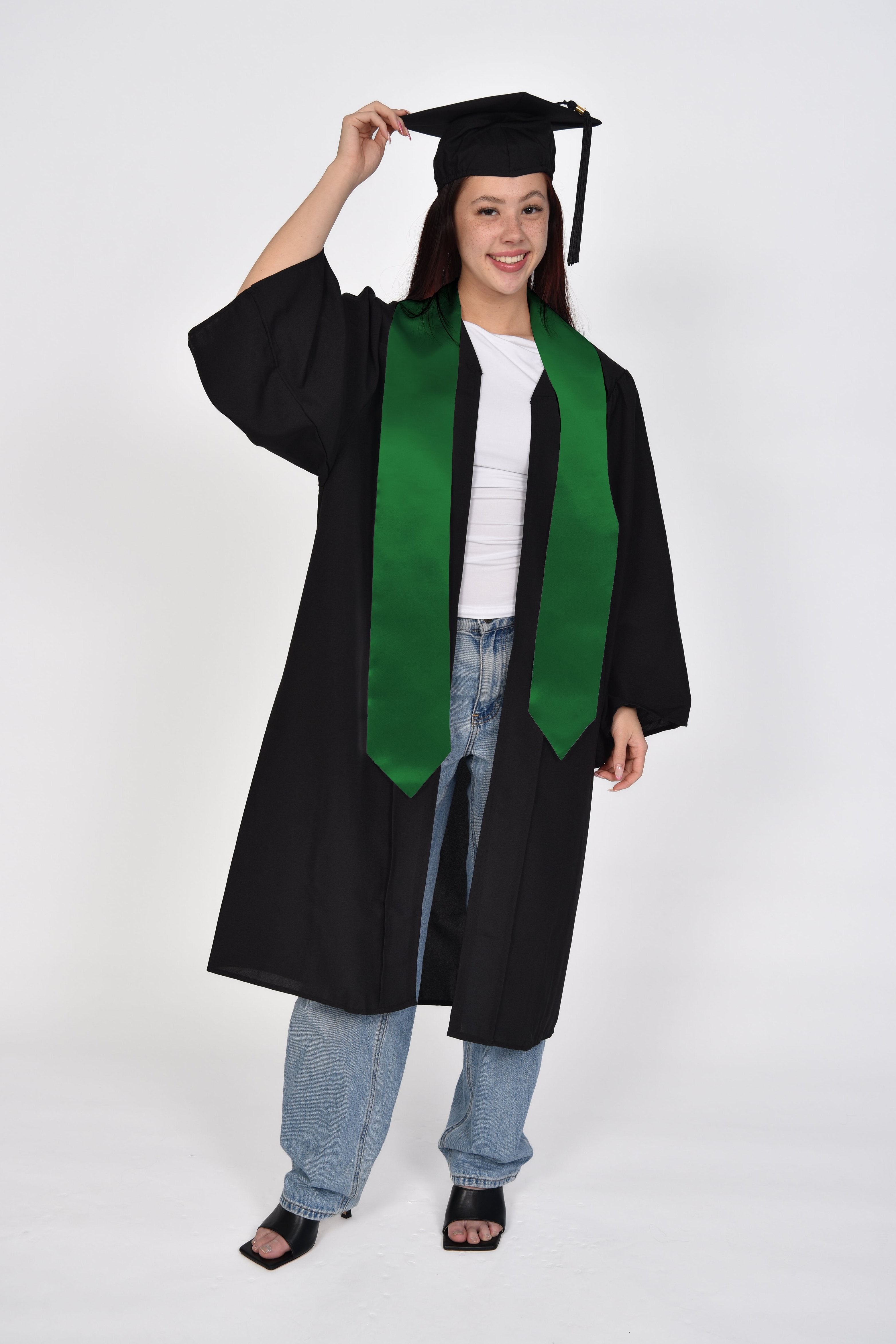 Green Colored Graduation Stole customization available 