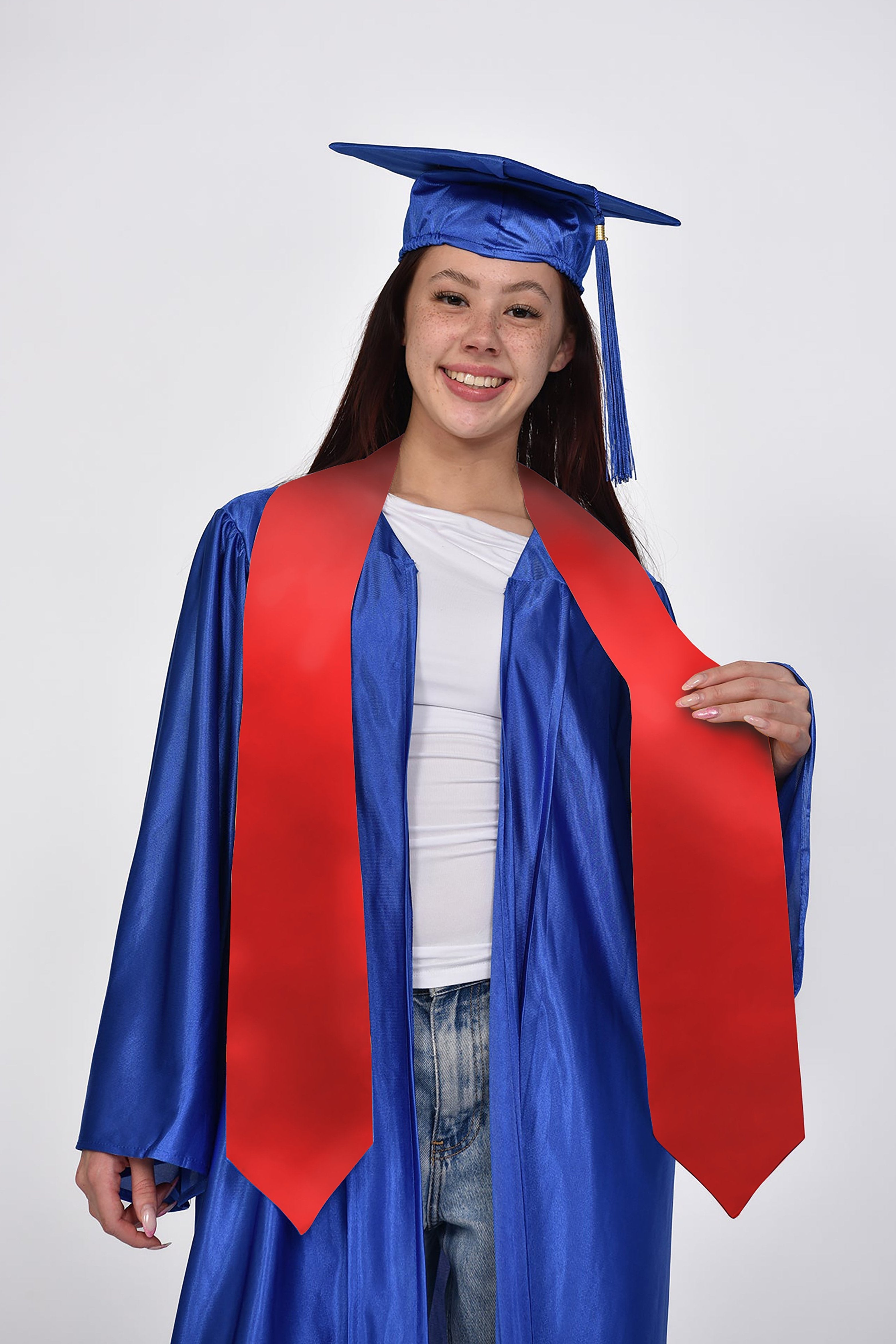 Deep Red Colored Customizable Graduate Stole